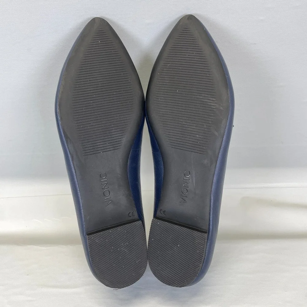 Vionic Delilah Mary Jane Shoes Womens Size 9.5 Navy Blue Buckle Strap Flats